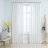Draperii opace cu c&acirc;rlige, 2 buc., alb ivoriu, 140 x 175 cm