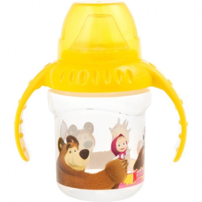 Cana cu maner First Sips Masha and The Bear Lulabi, 230 ml, 4 luni+, Galben foto