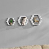 [en.casa]&reg; Set Design Retro Style, 3 rafturi perete Modell 20, en.casa, MDF, alb mat lacuit HausGarden Leisure