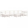 Set mobilier relaxare gradina, 8 piese, alb, lemn masiv de pin