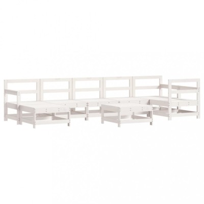 Set mobilier relaxare gradina, 8 piese, alb, lemn masiv de pin foto