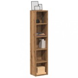 vidaXL Dulap CD Stejar Artizanal 2 buc 21x16x93.5cm Lemn Rafturi Moderne Suport Colectie CD DVD
