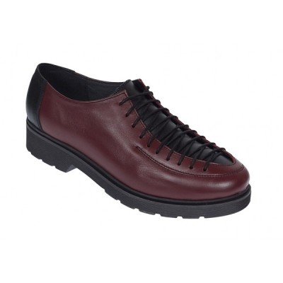 Pantofi casual dama din piele naturala - Model Visiniu cu Negru PDGINAVIS foto