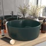 Chiuvetă de lux cu preaplin verde &icirc;nchis mat 36x13 cm ceramică