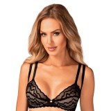 Sutien sexy OBSESSIVE Arienna, din dantela, cupe &icirc;ntărite pentru suport, bretele reglabile, culoare negru, mărime XS/S
