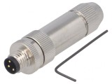 Conector M8 3 PIN Drept Ecranat pe Cablu IP67 60V, TE Connectivity