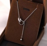 Lantisor Argint 925,Cercuri Interconectate,Placat cu Rodiu - ALCA Fine Jewelry