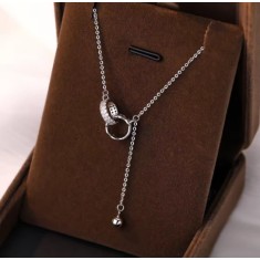 Lantisor Argint 925,Cercuri Interconectate,Placat cu Rodiu - ALCA Fine Jewelry