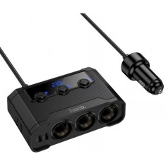 Incarcator Auto HOCO Z64, 15.5W, 3.1A, 2 x USB-A - 2 x USB-C - 3 x Extensie Bricheta, Negru
