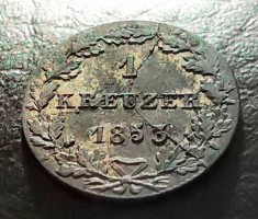 GERMANIA - FRANKFURT - 1 Kreuzer 1853 - Argint eroare de batere matrita crapata