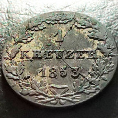 GERMANIA - FRANKFURT - 1 Kreuzer 1853 - Argint eroare de batere matrita crapata