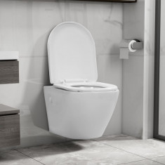 vidaXL Vas WC suspendat fără ramă, alb, ceramică