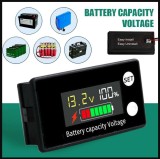 Indicator stare monitor SOC acumulator solar fotovoltaic vehicul rulota 8-100V color cu alarma si sonda temperatura