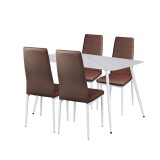 Set sufragerie Leziter Jenna 4+1, Maro/Negru, Piatra Sinterizata, 140x80cm, Modern