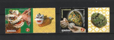 ROMANIA 2011-ARTA POP. TRADITIONALA, ROMANIA-HONG KONG, TABS 5, MNH - LP 1922 foto