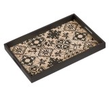 Tava pentru servire, cu manere, Lemn, Negru/Maro, 28x3x40 cm, Oem