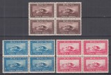 ROMANIA 1928 LP 80 POSTA AERIANA C. RAIU FILIGRAN VERTICAL SERIA IN BLOC DE 4 TIMBRE STARE MNH