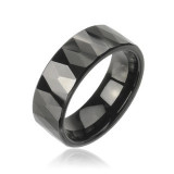 Inel din tungsten - model de romburi negre - Marime inel: 65