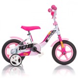 Bicicleta pentru copii model 108 Sport DB-108FL-0509 Dino Bikes, 10 inch, culoare alb cu roz for Your BabyKids