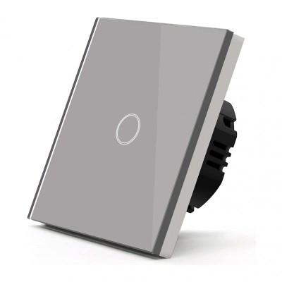 Intrerupator Touch Techstar&amp;reg;, Sticla Securizata, Design Modern, Iluminare LED, 1 Faza, Gri foto