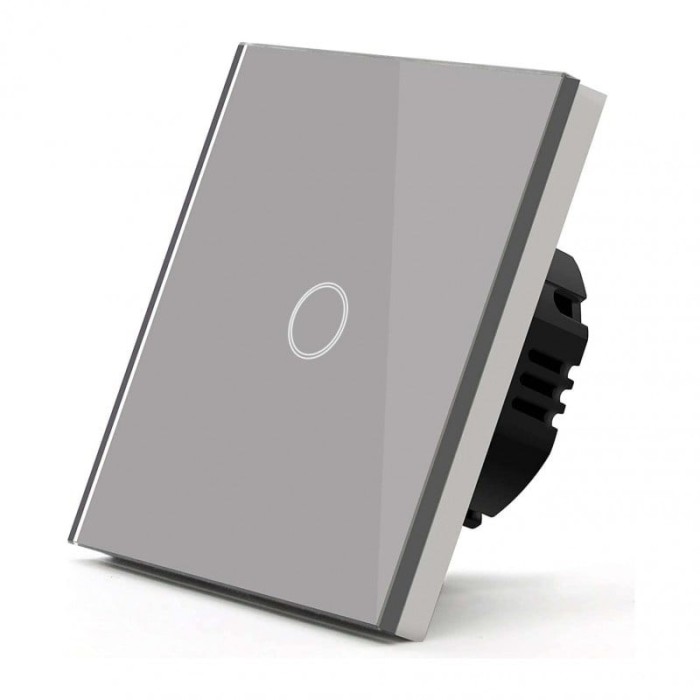 Intrerupator Touch Techstar&reg;, Sticla Securizata, Design Modern, Iluminare LED, 1 Faza, Gri