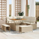 VidaXL Set de Canapele de Grădină cu 8 Piese și Perne Bej din Rattan Polimeric și Acacia