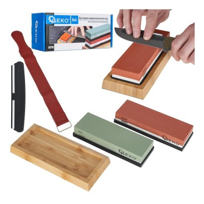 Set pietre pentru ascutit cutite cu suport, 8 bucati, Geko G81198 foto