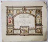 DIPLOMA DE CONFIRMARE , BISERICA EVANGHELICA DIN IASI , CROMOLITOGRAFIE , 1899