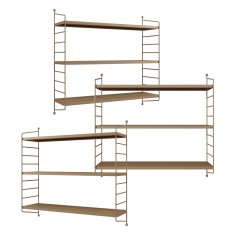 Set 3 buc raft perete Str&auml;ngn&auml;s 50x60x15cm otel maro deschis [en.casa] HausGarden Leisure