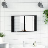 VidaXL Dulap cu oglindă pentru baie Stejar Negru 80 x 12 x 45 cm 886228