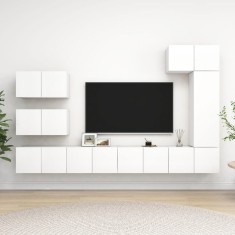 vidaXL Set dulapuri TV, 8 piese, alb, lemn prelucrat foto
