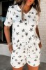 X697-211 Set 2 piese pijama casual cu print stelute, S/M, XL
