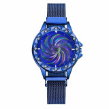 Cumpara ieftin Ceas dama GENEVA CS1168, model Starry Sky, bratara magnetica, cadran rotativ,elegant, albastru