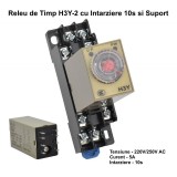 Releu Timp H3Y-2 Mini 10S 220VAC 8 Pini + Soclu PYF-08A | Releu Temporizare Ajustabila 0-10 Secunde | Automatizari Industriale
