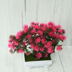 Bonsai decorativ artificial in ghiveci Roz 20 cm, MCT-20k322R