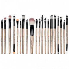 Set 20 pensule machiaj Makeup, Nude, Husa depozitare inclusa