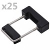 Cleme Prindere U Gard 60x40mm, 25 Seturi, Otel Inox + Plastic, Negru/Argintiu, Fixare Grilaj Stalpi