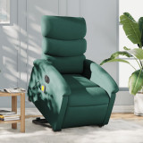 Fotoliu electric masaj rabatabil / ridicare verde &icirc;nchis textil GartenMobel Dekor, vidaXL
