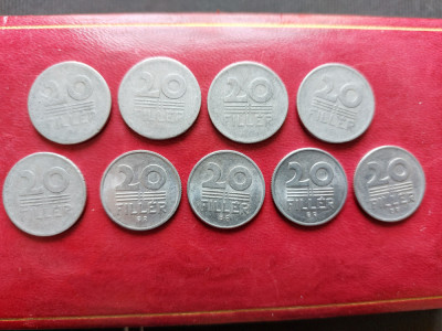 Moneda 20 filler ani 1953,1957,1959,1961,1963,1967,1968,1976,1979 Ungaria. foto