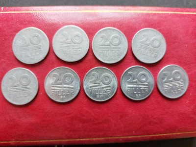 Moneda 20 filler ani 1953,1957,1959,1961,1963,1967,1968,1976,1979 Ungaria. foto