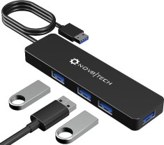 Hub USB 3.0 cu 4 porturi - Compatibil cu PC, laptopuri, MacBook Pro și Air M1 M2 2016-2023