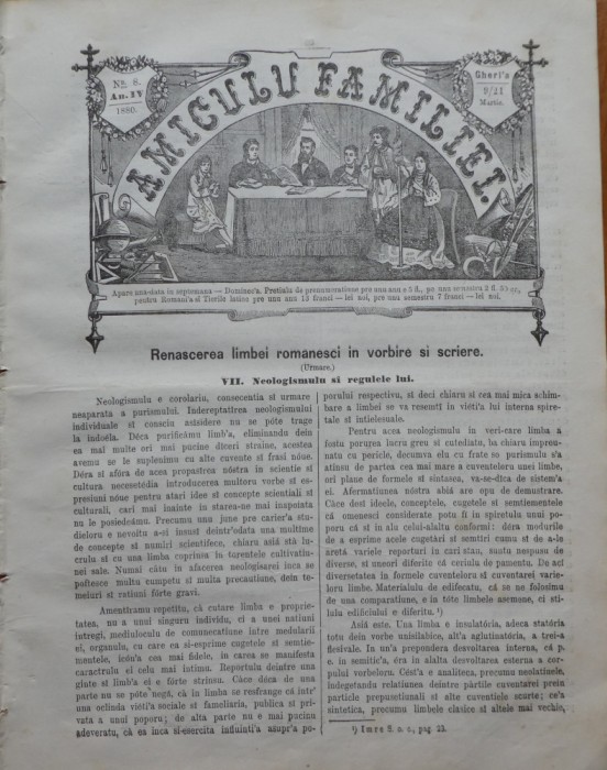 Ziarul Amiculu familiei , an 4 , nr. 8 , Gherla , 1880 , Simion Florea Marian