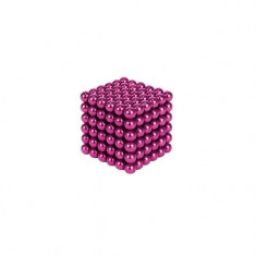 Joc Puzzle Antistres NeoCube cu Bile Magnetice 216 Bucati, Diametru Bile 5mm, roz foto