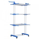Uscator Rufe Vertical 3 Nivele, Aliaj Aluminiu, Roti Blocabile, 75-126cm x 64cm x 170cm, Interior/Exterior, 40kg