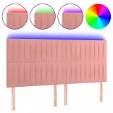 Cumpara ieftin Tablie de pat cu LED, roz, 160x5x118/128 cm, catifea