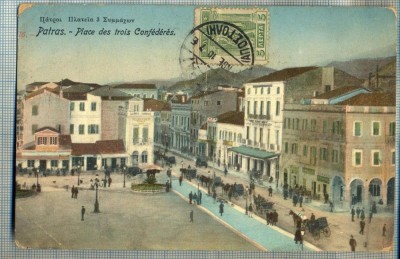 AD 630 C. P. VECHE - PATRAS -PLACE DES TROIS CONFEDERES -GRECIA - 1912 LA BRAILA foto