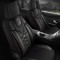 Set Huse Scaune Auto pentru Renault Fluence - Panda Toronto, tip Alcantara, cu fermoare pentru bancheta rabatabila, negru cu cusatura rosie, 11 piese