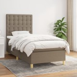 Cumpara ieftin Pat box spring cu saltea, gri taupe, 100x200 cm, textil