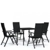 Set de servit masa pentru gradina, 5 piese, negru