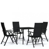 Set de servit masa pentru gradina, 5 piese, negru